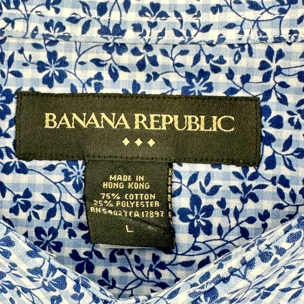 Banana Republic Blue and White Floral Button-Down Shirt